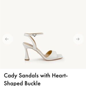 White Sandals with Heart-Shaped Buckle